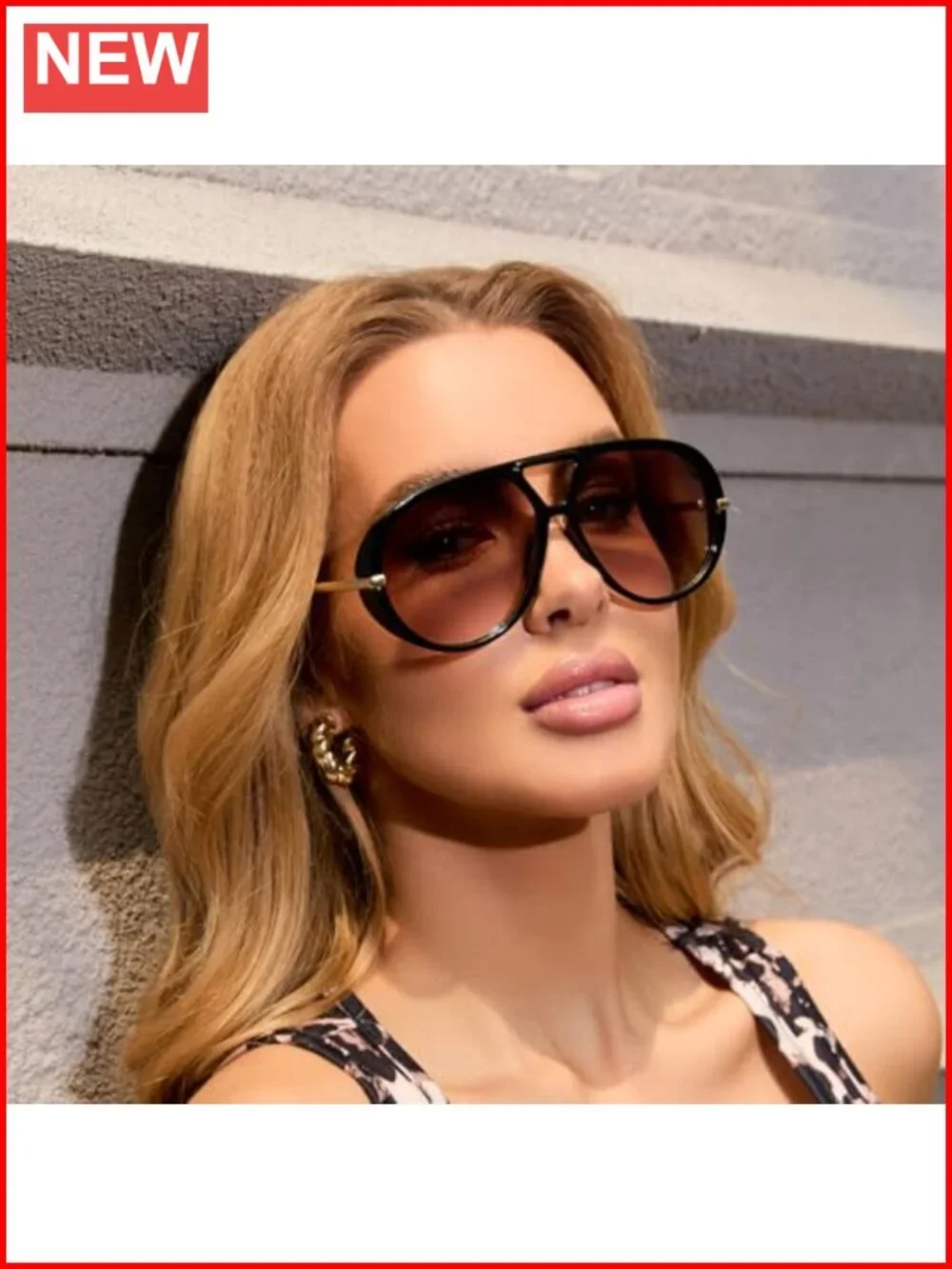 Oversized Aviator Sunglasses with UV Protection, Retro Y2K Vintage Big Sun